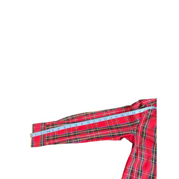 J.Crew Crewcuts Boys Shirt Red Tartan Plaid Holiday Long Sleeve Button Down 12 - Picture 10 of 11